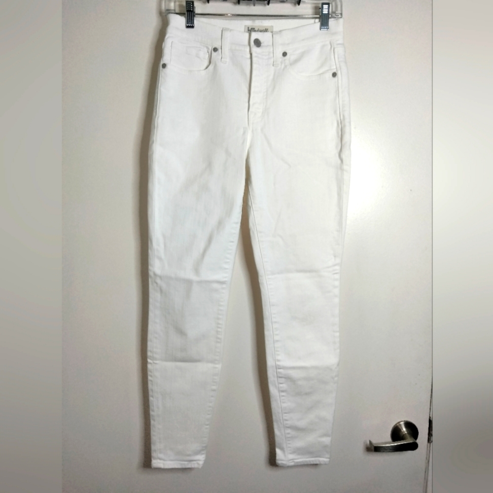 Madewell (Size 27) Bone White Semi-Stretch 9" High Riser Skinny Skinny Jeans